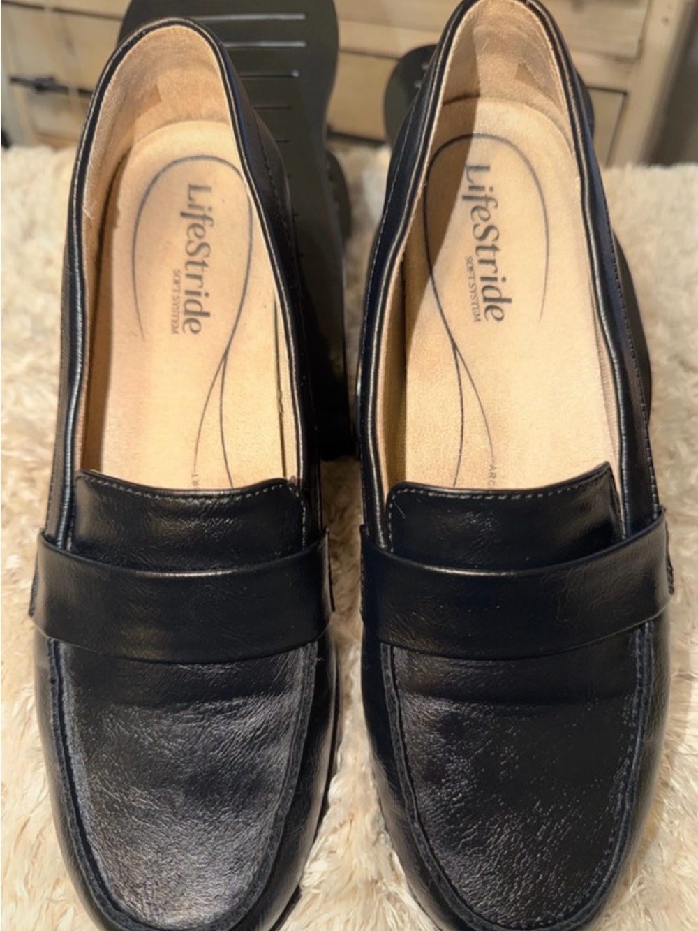 Life Stride Black Slip-On Penny Loafers